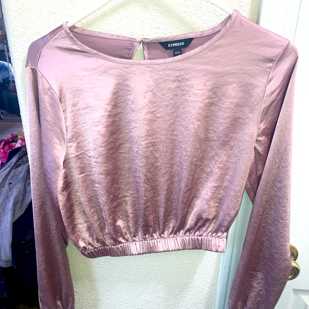 Express mauve colored silky, long sleeve top